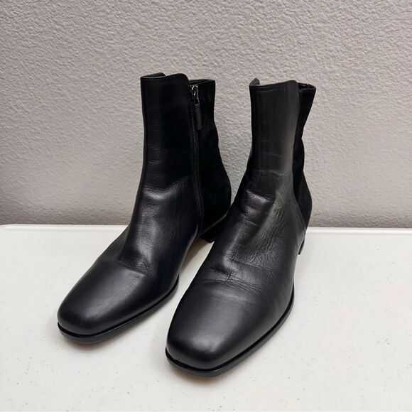 Aquatalia Boots Size 9 Lucia Black Ankle Womens Leather Suede Fall - Picture 3 of 8